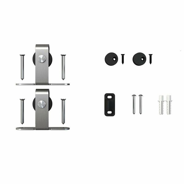 Outwater Top Mount Roller Kit for Sliding Barn Doors with Wheels 304 Grade Brushed Stainless Steel Finish 3P5.7.00071